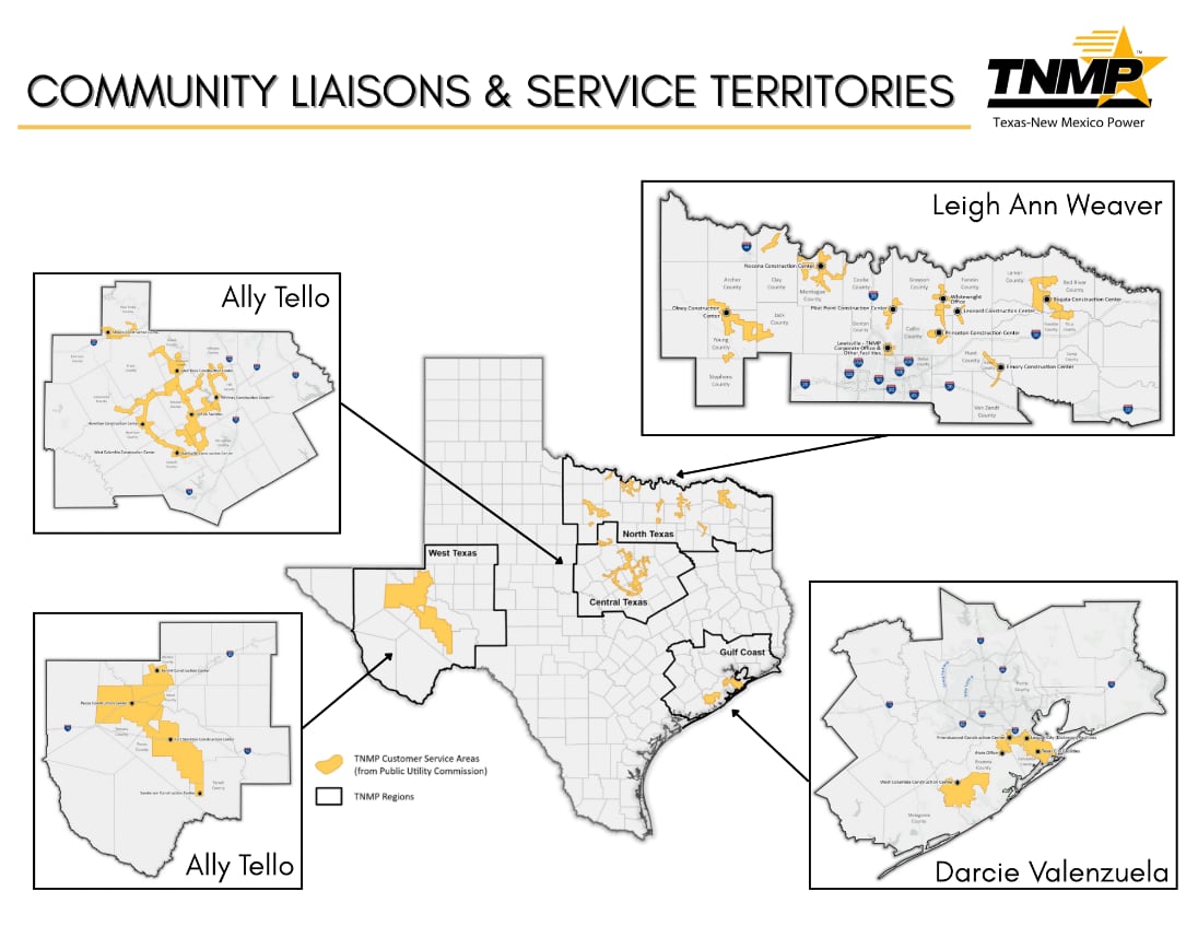 TNMP Community Liaisons territory map